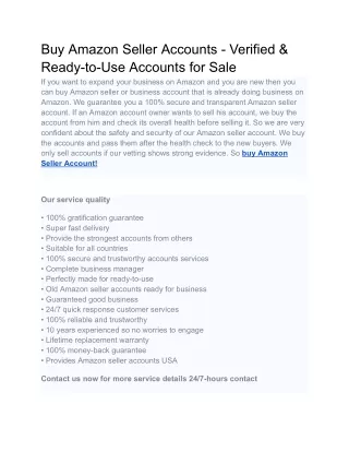 Buy Amazon Seller Accounts - Verified & Ready-to-Use Accounts for Sale