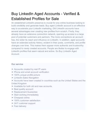 Buy LinkedIn Aged Accounts - Verified & Established Profiles for Sale