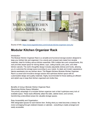 Modular Kitchen Organizer Rack