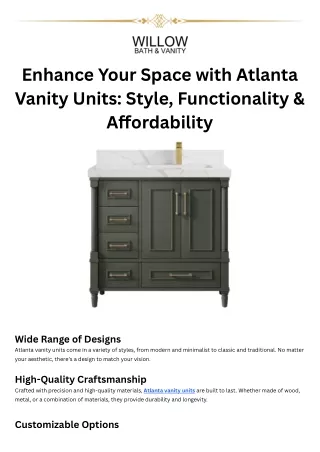 Enhance Your Space with Atlanta Vanity Units Style, Functionality & Affordability