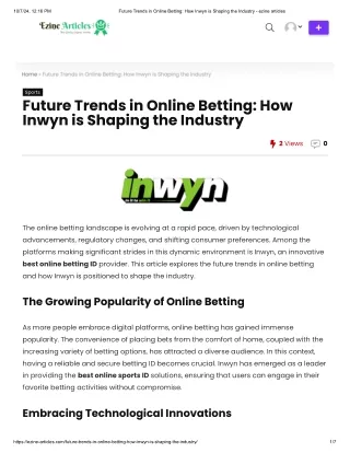 Future Trends in Online Betting_ How In... Shaping the Industry - ezine articles