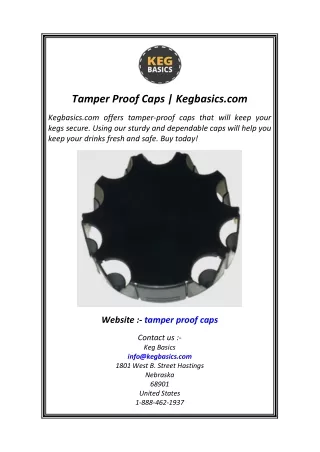 Tamper Proof Caps  Kegbasics.com