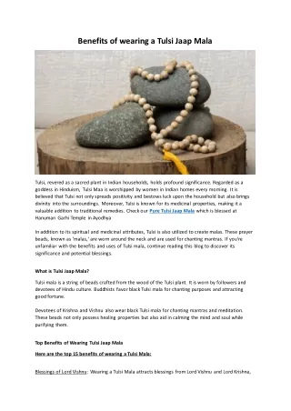 Benefits of wearing a Tulsi Jaap Mala