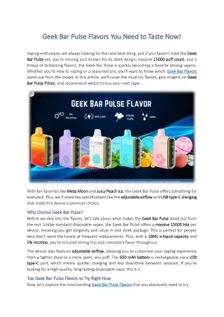 Geek Bar Pulse Flavors You Need to Taste Now!