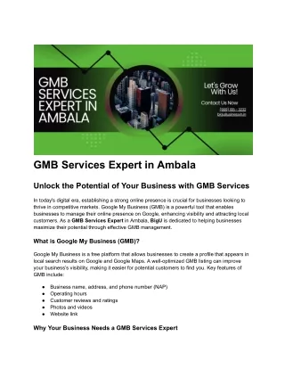 "GMB Services Expert Company in Ambala - Optimize Your Local Presence"