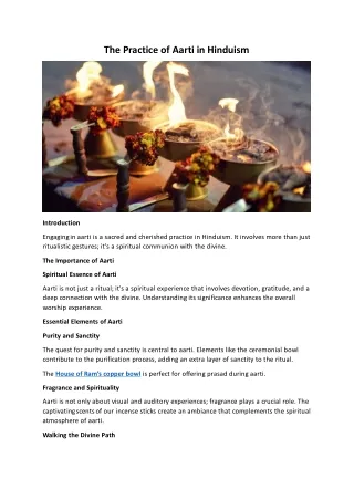 The Practice of Aarti in Hinduism