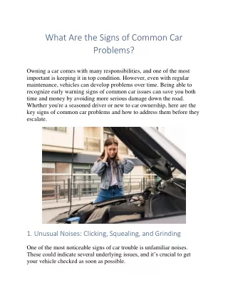 What Are the Signs of Common Car Problems?