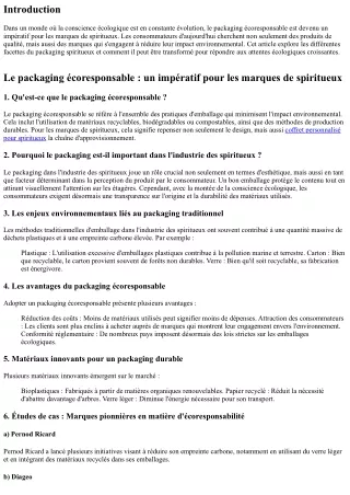 Le packaging écoresponsable : un impératif pour les marques de spiritueux