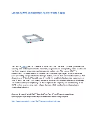 Lennox 12W77 Vertical Drain Pan for Pools 7 Spas