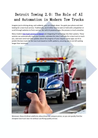 The Future of Towing: AI and Automation Enhancing Efficiency in Detroit