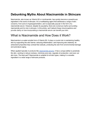 Debunking Myths About Niacinamide in Skincare