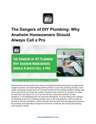 The Dangers of DIY Plumbing_ Why Anaheim Homeowners Should Always Call a Pro