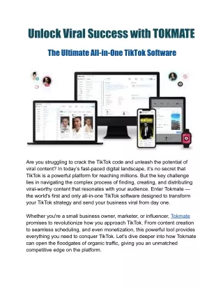 Unlock Viral Success with Tokmate: The Ultimate All-in-One TikTok Software