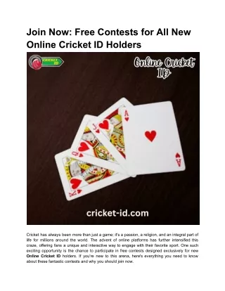 Join Now_ Free Contests for All New Online Cricket ID Holders