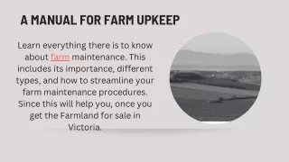 A Manual for Farm Upkeep