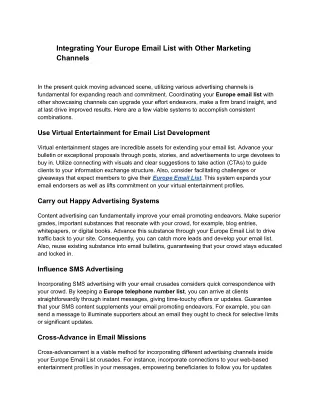 Integrating Your Europe Email List with Other Marketing Channels