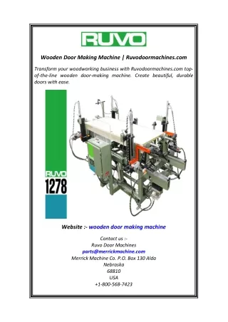 Wooden Door Making Machine  Ruvodoormachines.com