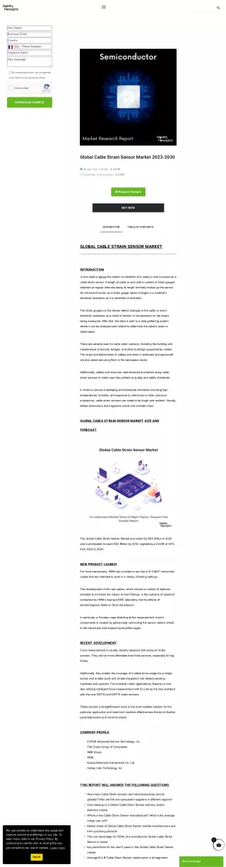 Global Cable Strain Sensor Market Forecast 2023-2030