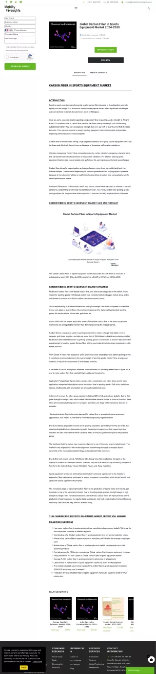 Global Carbon Fiber In Sports Equipment Market