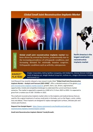 Small Joint Reconstructive Implants Market  Forecast 2030