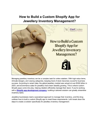 Your Guide to Developing a Custom Shopify App for Jewellery Inventory