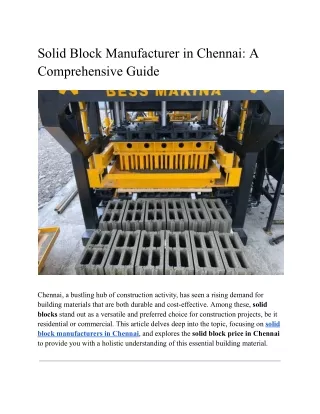 Solid Block Manufacturer in Chennai_ A Comprehensive Guide