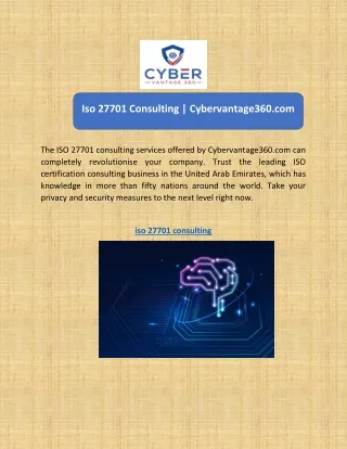Iso 27701 Consulting | Cybervantage360.com