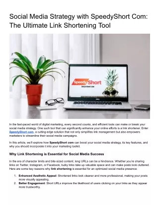 Social Media Strategy with SpeedyShort Com_ The Ultimate Link Shortening Tool
