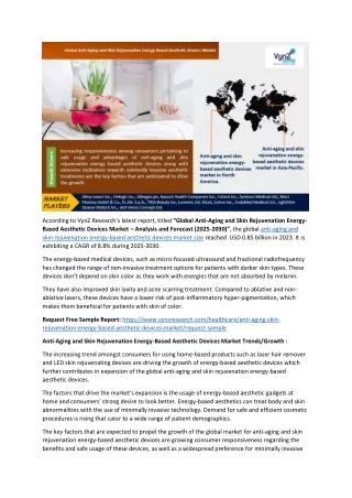 Anti-Aging and Skin Rejuvenation Energy-Based Aesthetic Devices Market 2030