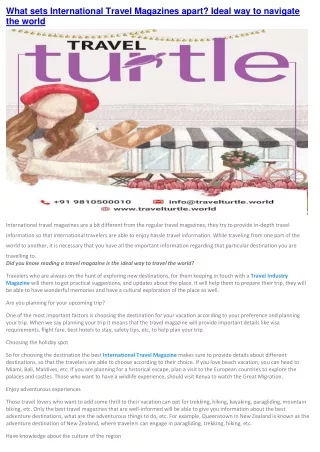 What sets International Travel Magazines