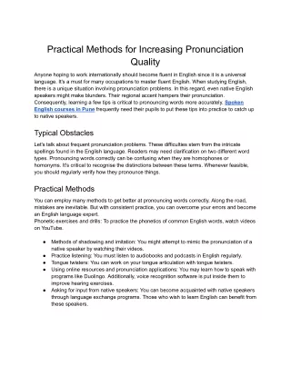 ELTIS- Practical Methods for Increasing Pronunciation Quality