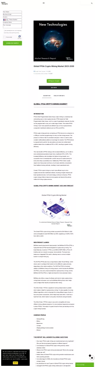 Global FPGA Crypto Mining Market Research 2023-2030