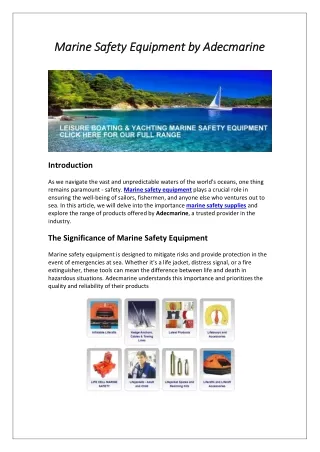 Marine Safety Equipment by Adecmarine