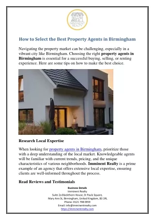 How to Select the Best Property Agents in Birmingham