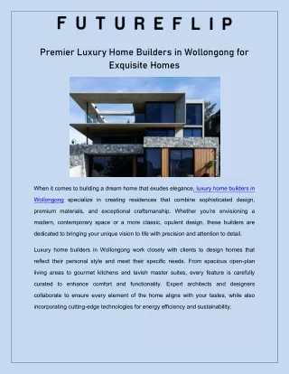 Premier Luxury Home Builders in Wollongong for Exquisite Homes
