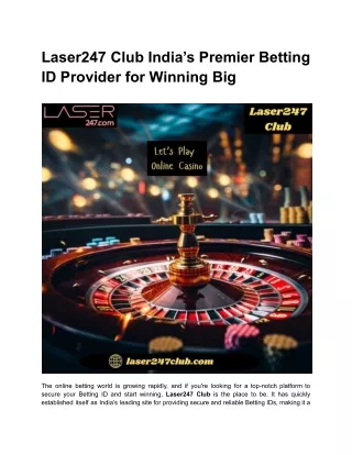 Laser247 Club India’s Premier Betting ID Provider for Winning Big