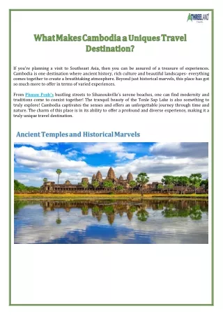 What Makes Cambodia A Unique Travel Destination