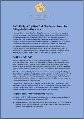 Fluffy Fluffy: A Top New York City Dessert Franchise Taking the World by Storm