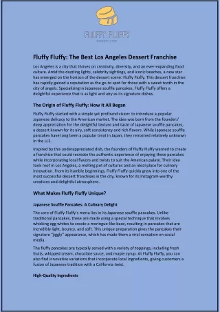 Fluffy Fluffy: The Best Los Angeles Dessert Franchise
