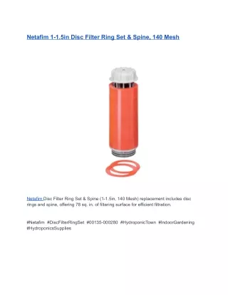 Netafim 1-1.5in Disc Filter Ring Set & Spine, 140 Mesh
