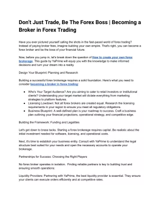 Don’t Just Trade, Be The Forex Boss | Becoming a Broker in Forex Trading