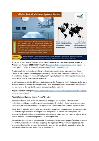 Robotic Catheter Systems Market Growth Framework 2030