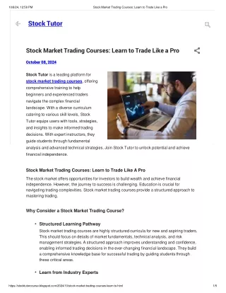 Stock Market Trading Courses_ Learn to Trade Like a Pro