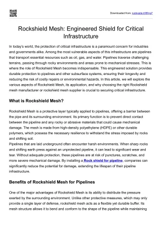 Rockshield Mesh: Engineered Shield for Critical Infrastructure