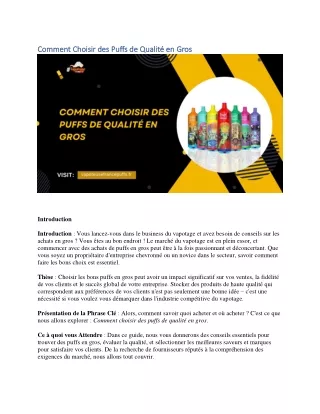 Comment Choisir des Puffs de Qualité en Gro1
