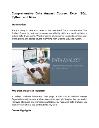 Comprehensive Data Analyst Course_ Excel, SQL, Python, and More