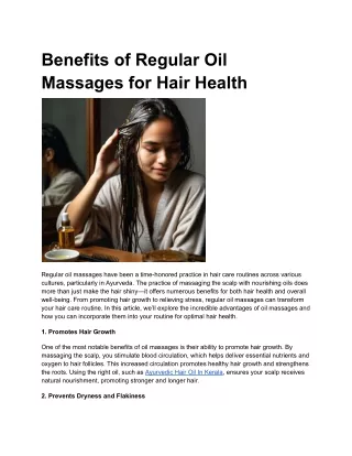 Benefits of Regular Oil Massages for Hair Health