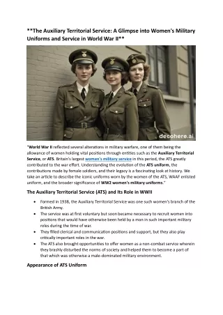 The Auxiliary Territorial Service