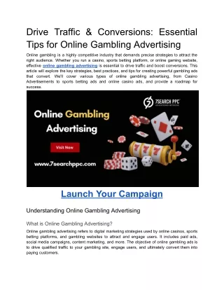 Drive Traffic & Conversions_ Essential Tips for Online Gambling Advertising