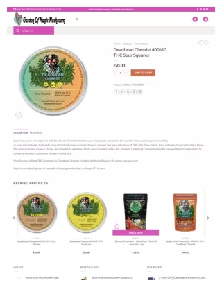 Deadhead Chemist 400MG THC Sour Squares - gardenofmagicmushroom.com